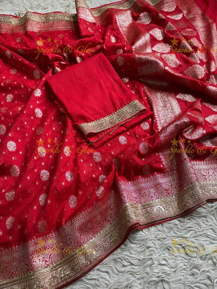 Radiant Red Kanjivaram Silk Saree with Zari Brocade Border