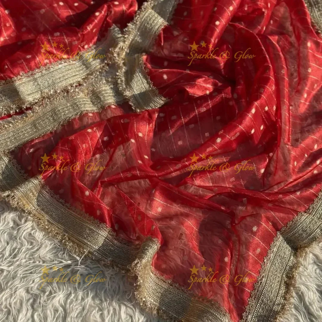 Banarasi Tissue Organza Saree with Gold Zari Border