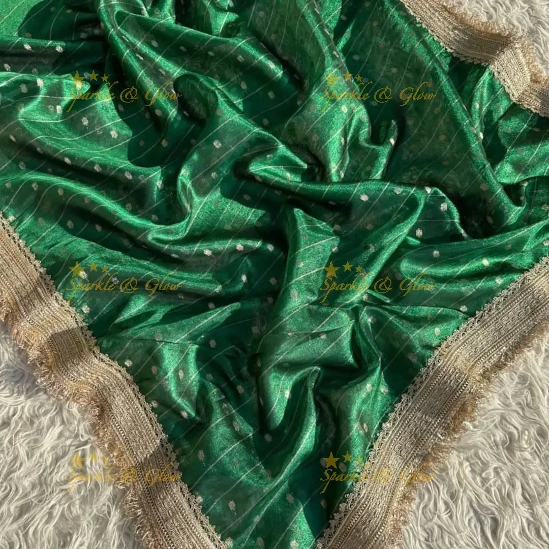 Banarasi Tissue Organza Saree with Gold Zari Border