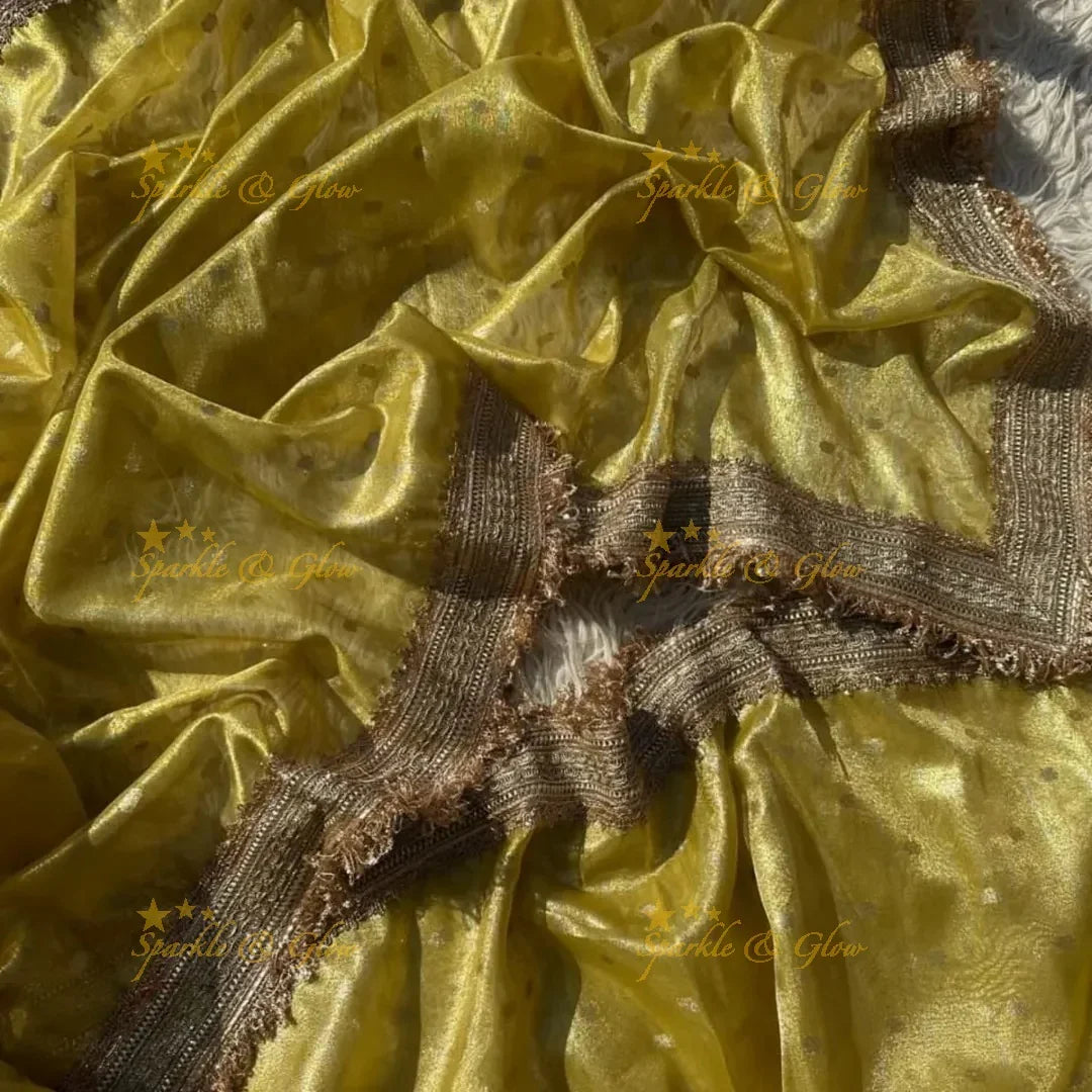 Banarasi Tissue Organza Saree with Gold Zari Border