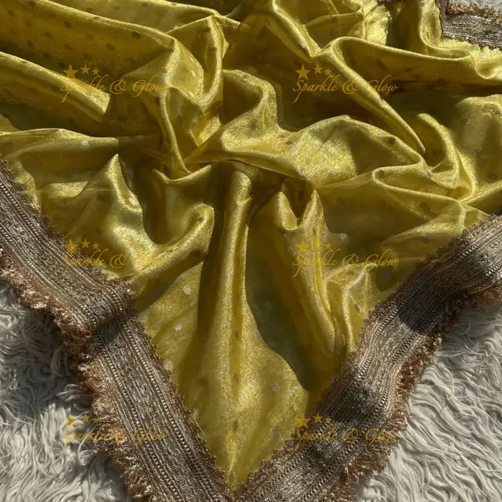 Banarasi Tissue Organza Saree with Gold Zari Border
