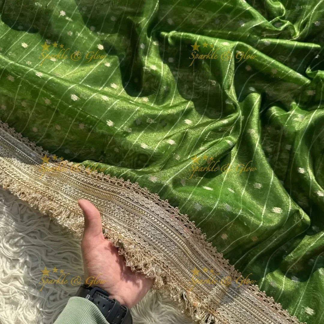 Banarasi Tissue Organza Saree with Gold Zari Border