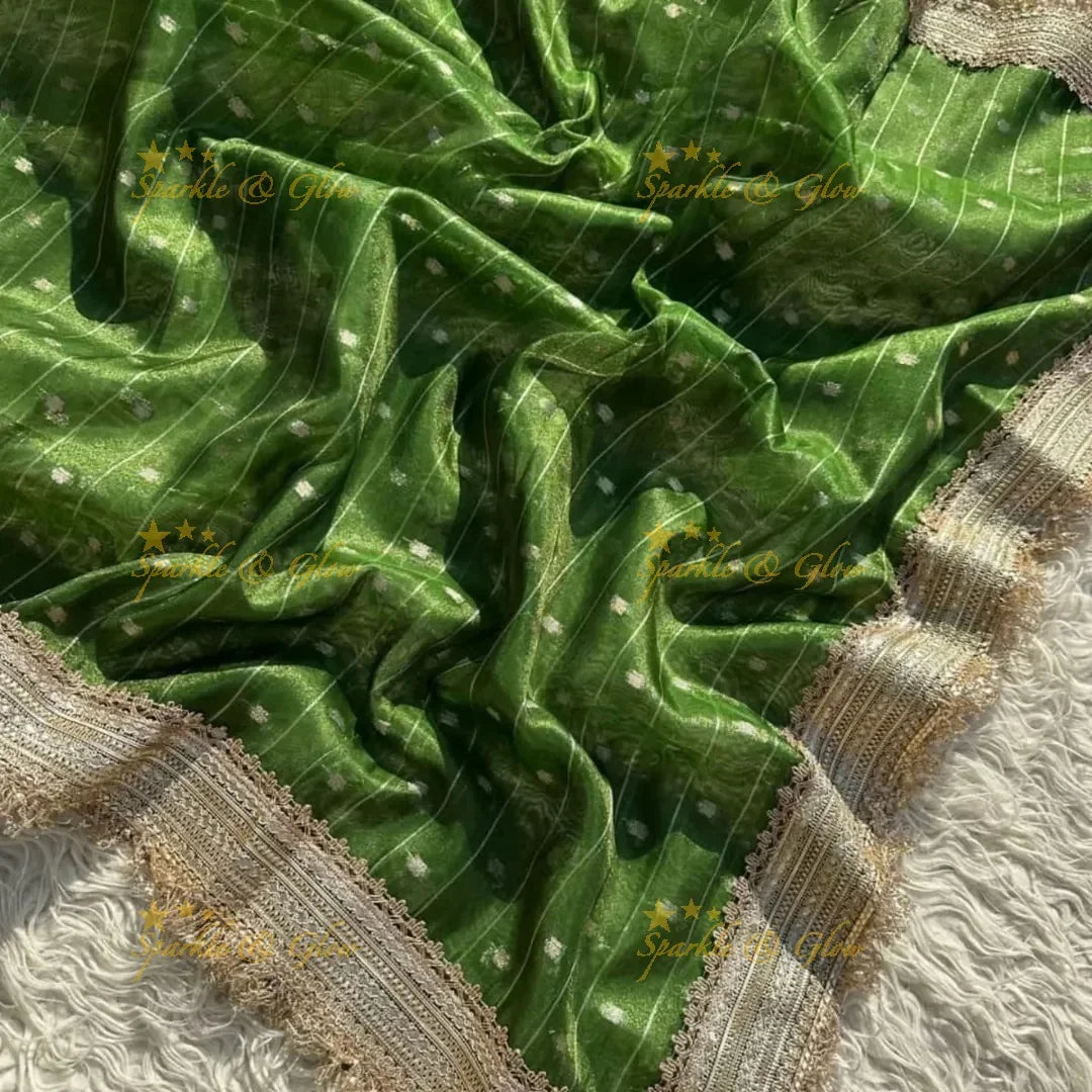 Banarasi Tissue Organza Saree with Gold Zari Border