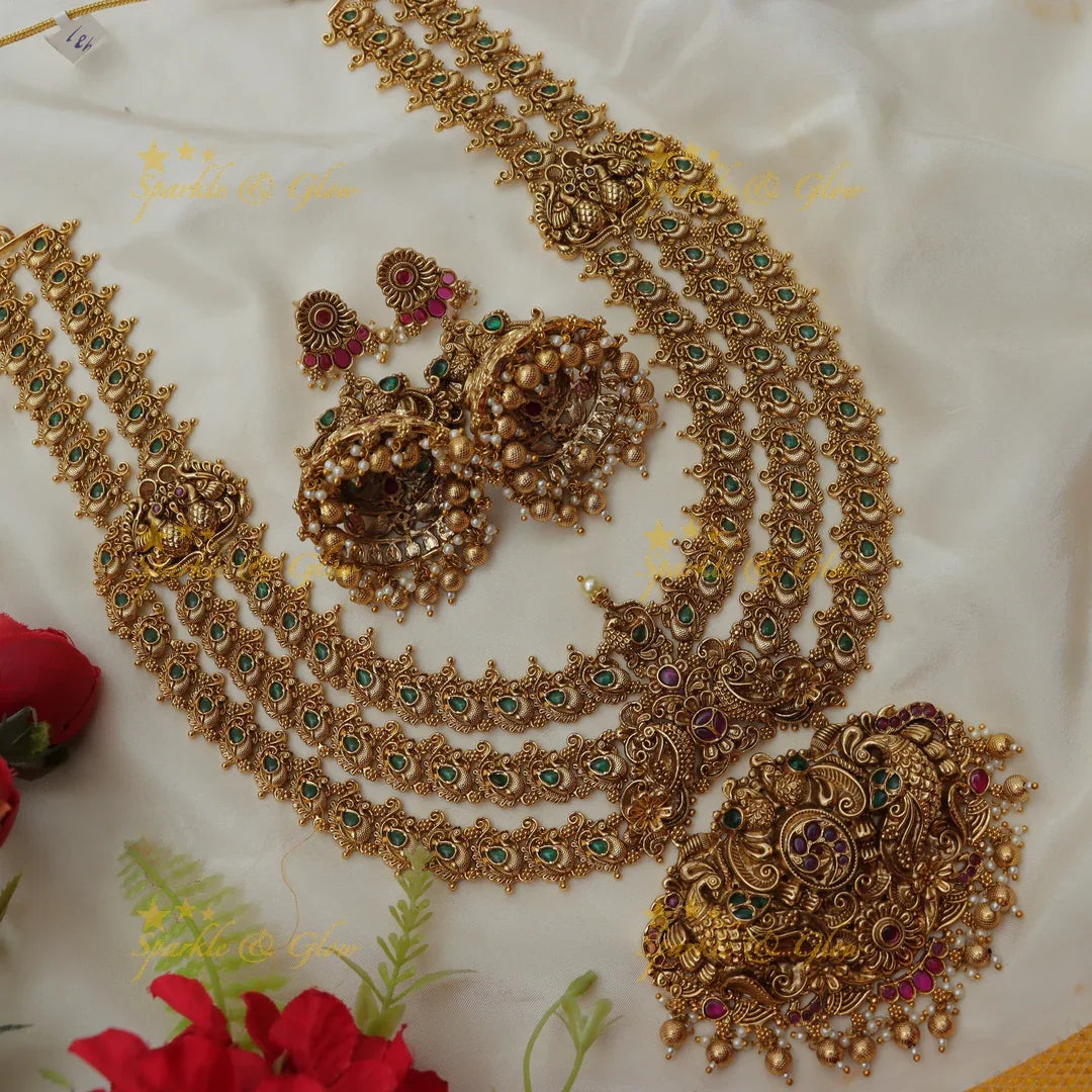 Grand Peacock Floral layered Bridal Haram