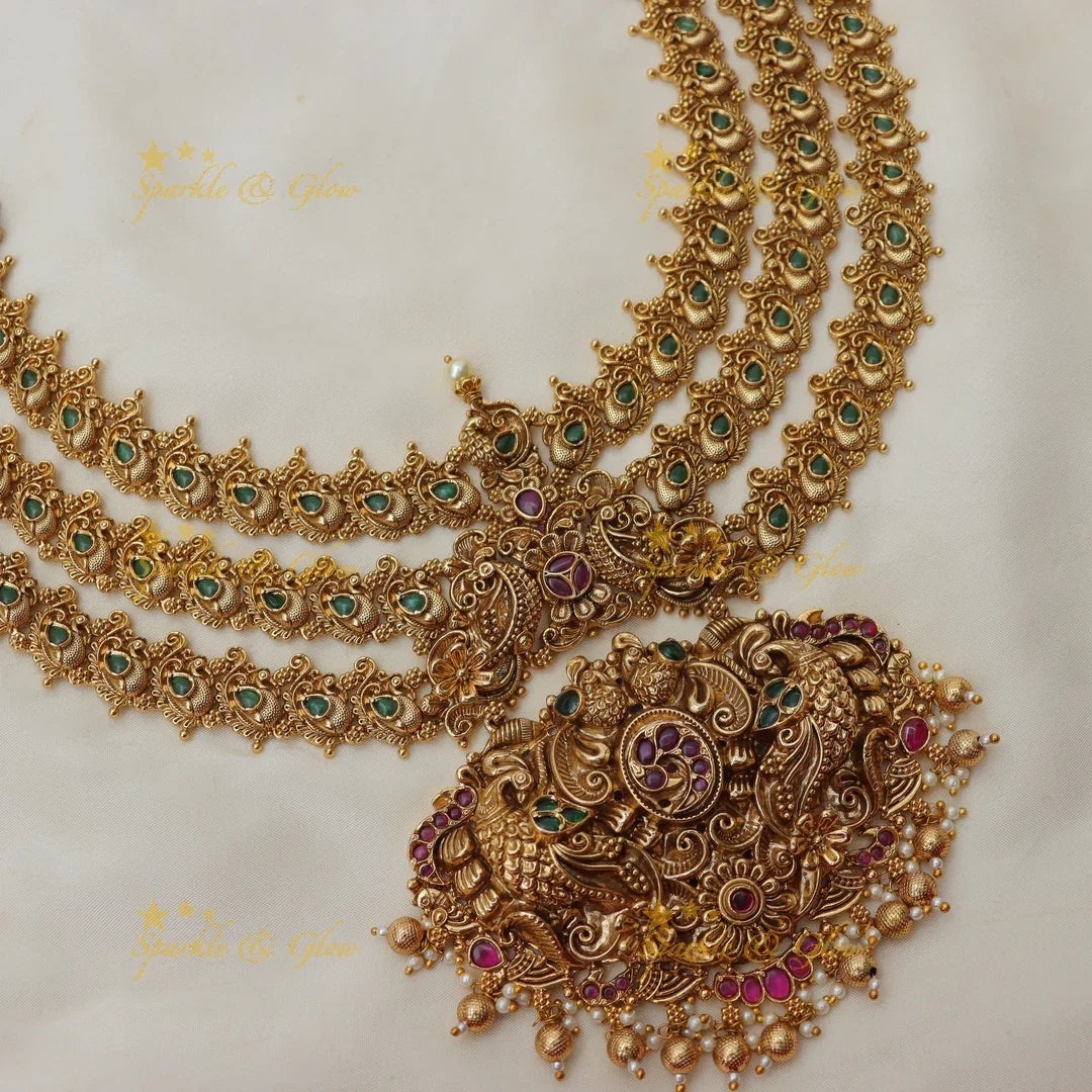 Grand Peacock Floral layered Bridal Haram