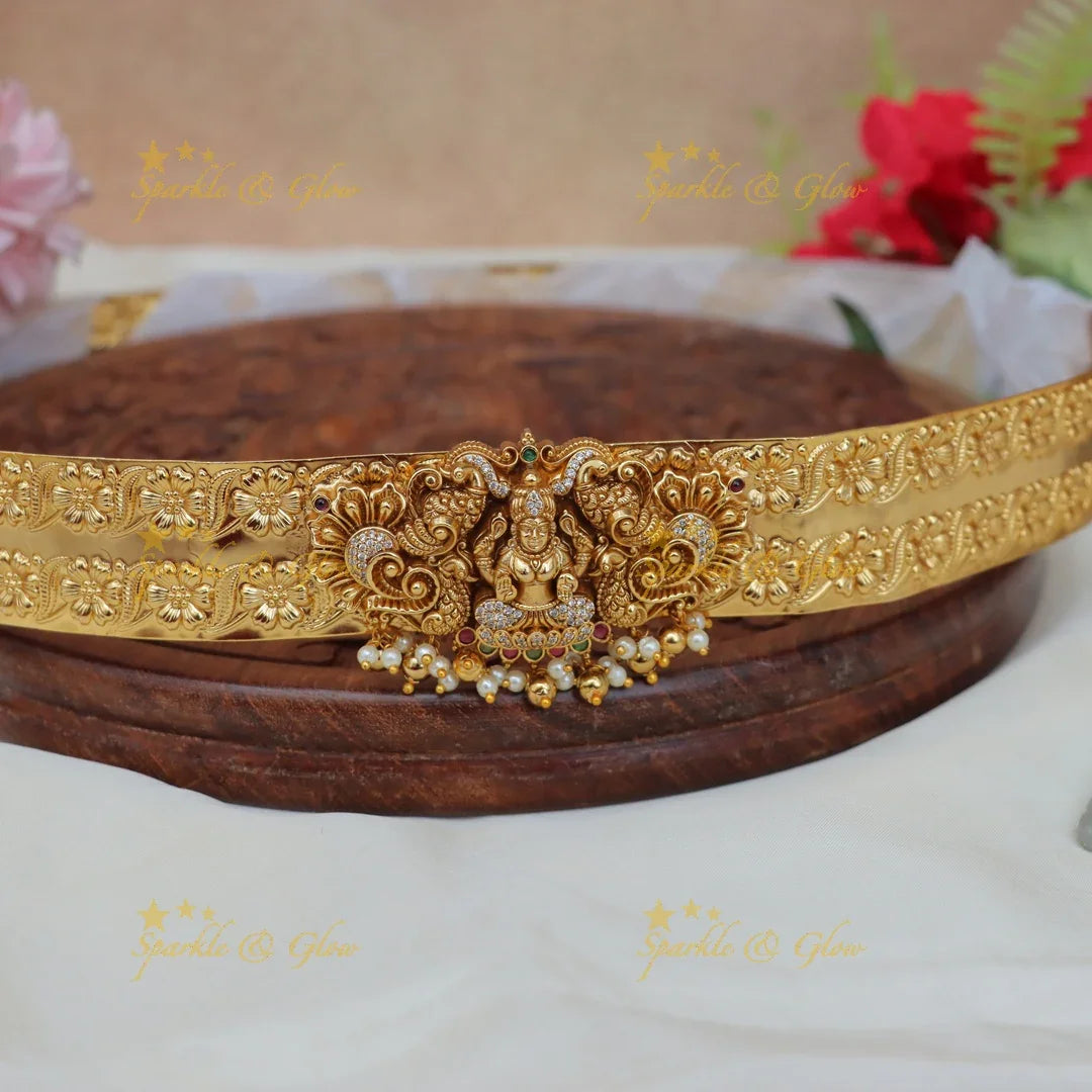 Grand Lakshmi Peacock Elephant carved Bridal Hipbelt