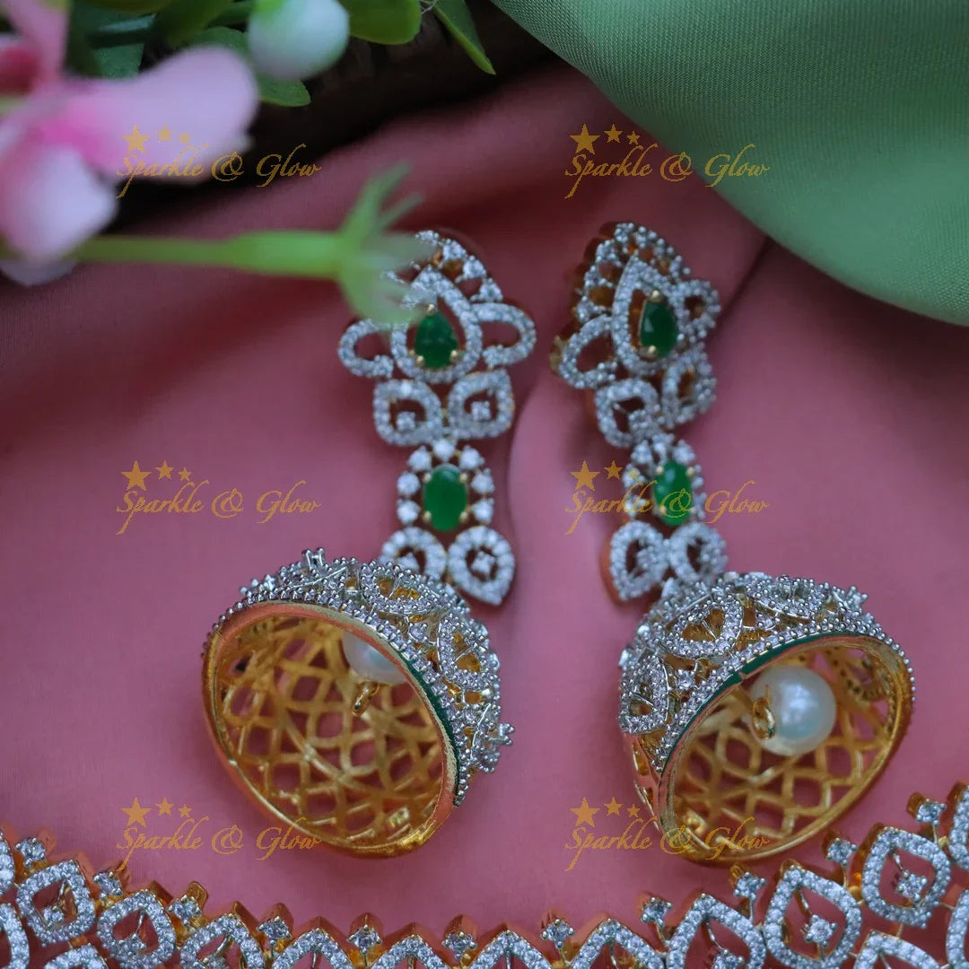 Grand GJ Polish Floral AD Bridal Choker Necklace Set