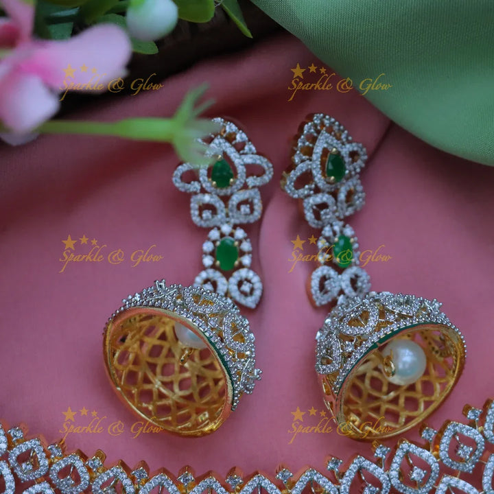 Grand GJ Polish Floral AD Bridal Choker Necklace Set