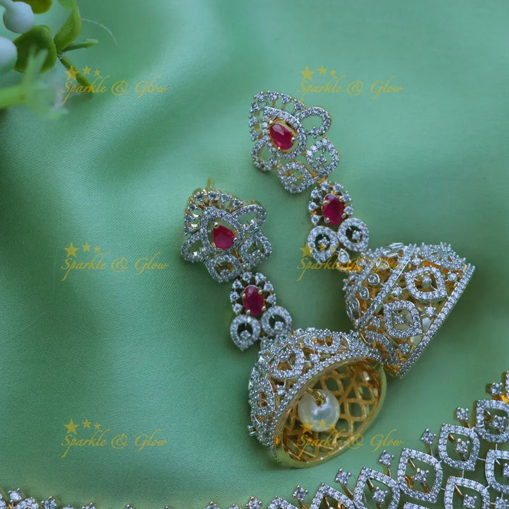 Grand GJ Polish Floral AD Bridal Choker Necklace Set