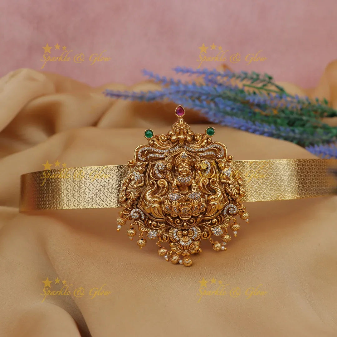 Elegant Idol Lakshmi Elephant pendant carved Bridal Hip belt
