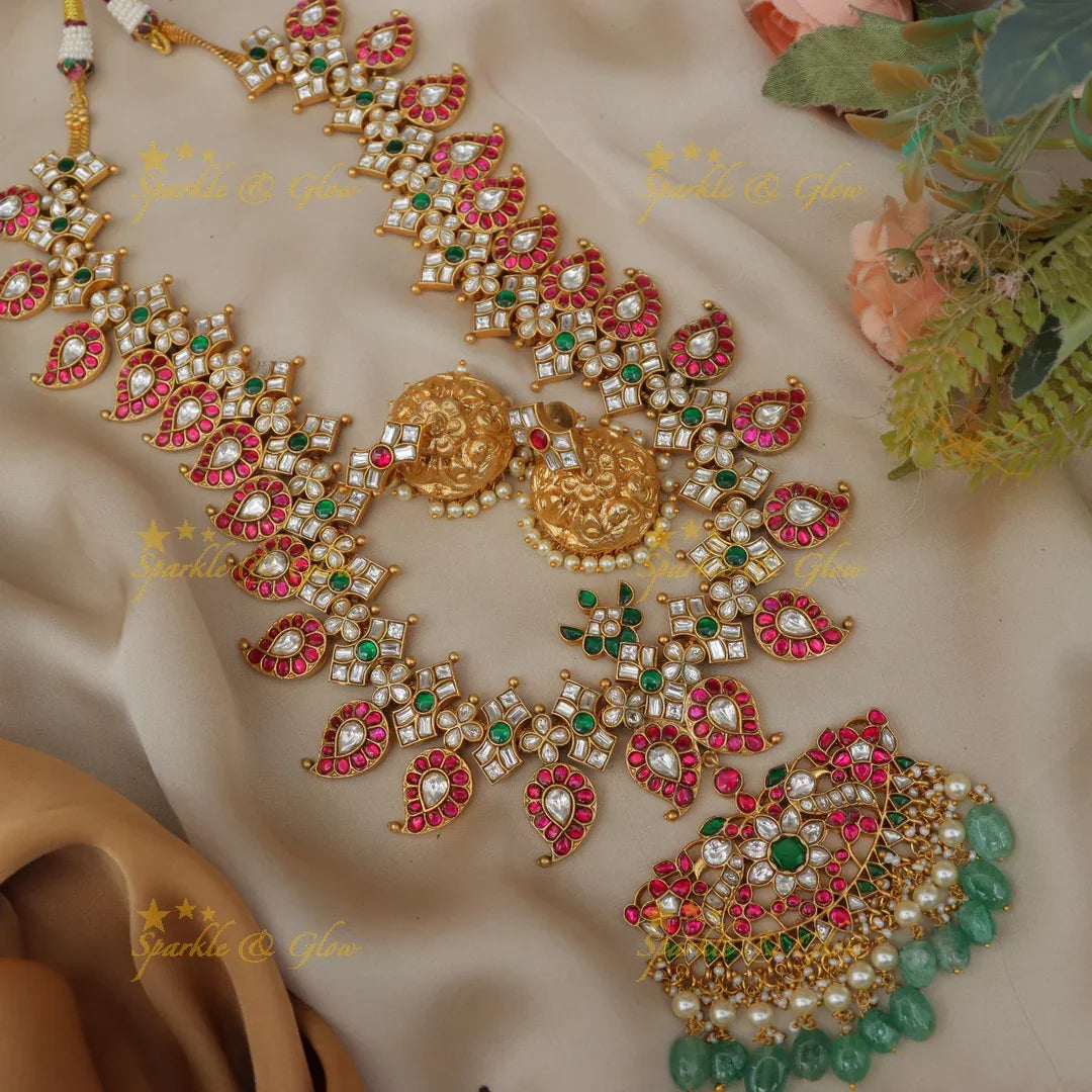 Grand Jadau Kundan Mango Floral Rani Haram