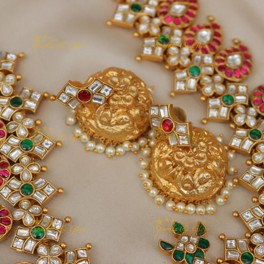 Grand Jadau Kundan Mango Floral Rani Haram