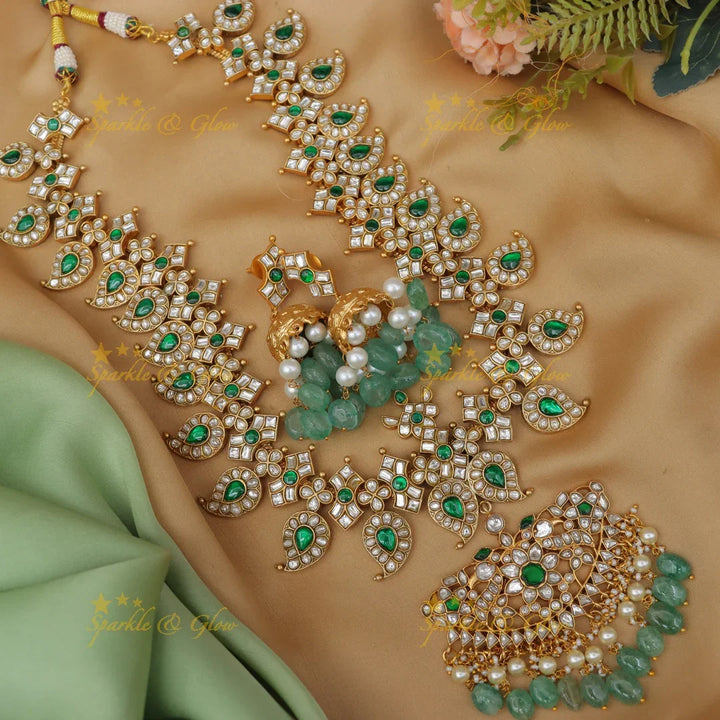 Grand Jadau Kundan Mango Floral Rani Haram