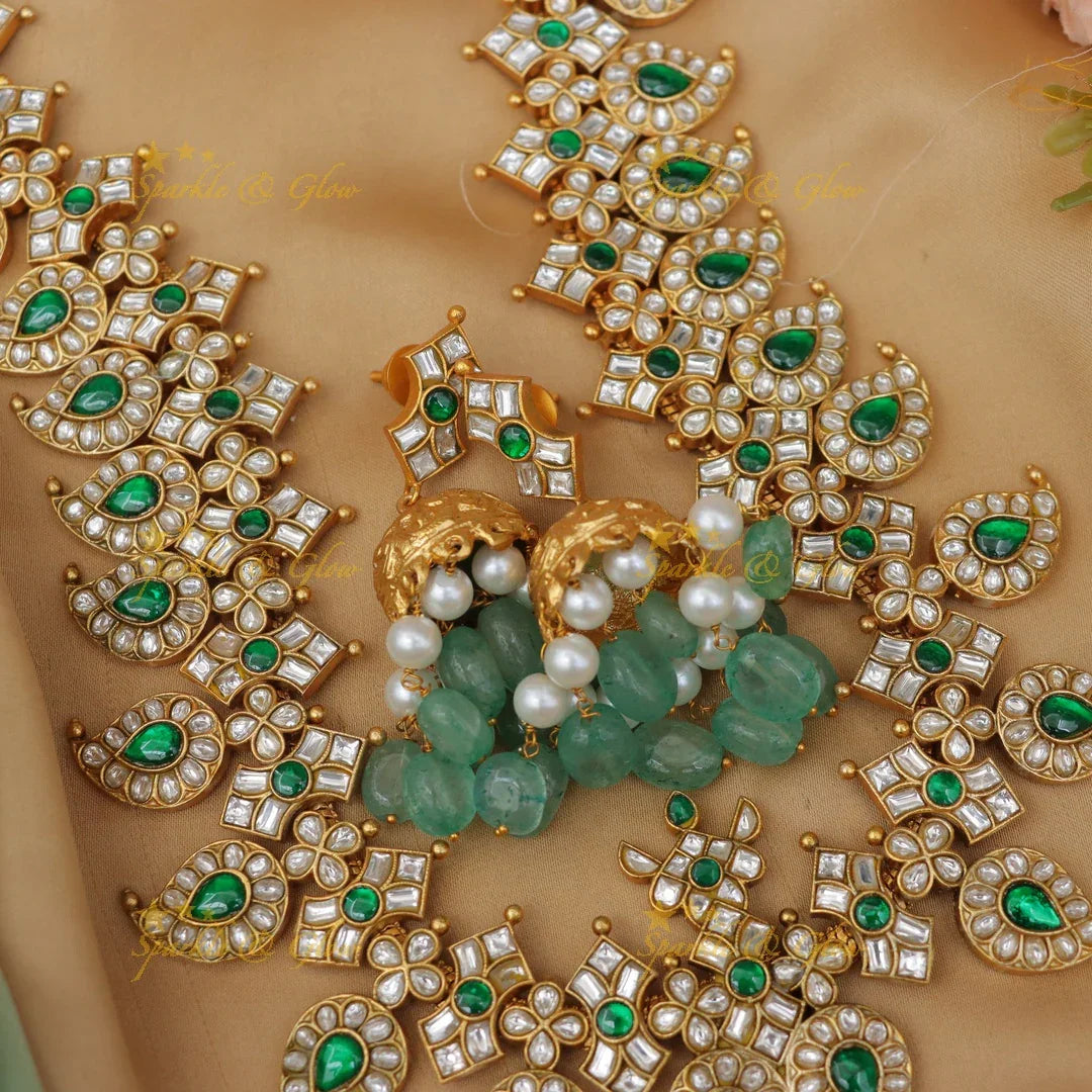 Grand Jadau Kundan Mango Floral Rani Haram