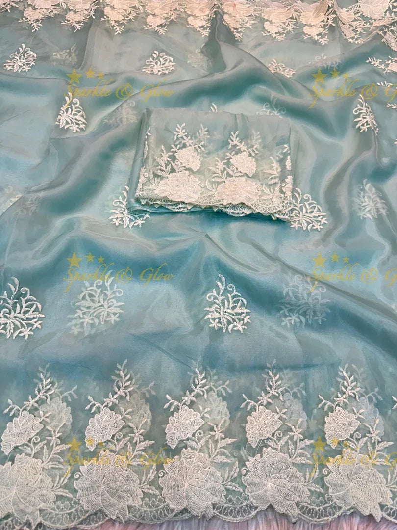 Fancy Water Silk Saree with Embroidery Work