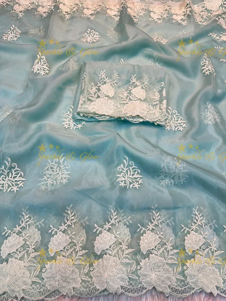 Fancy Water Silk Saree with Embroidery Work