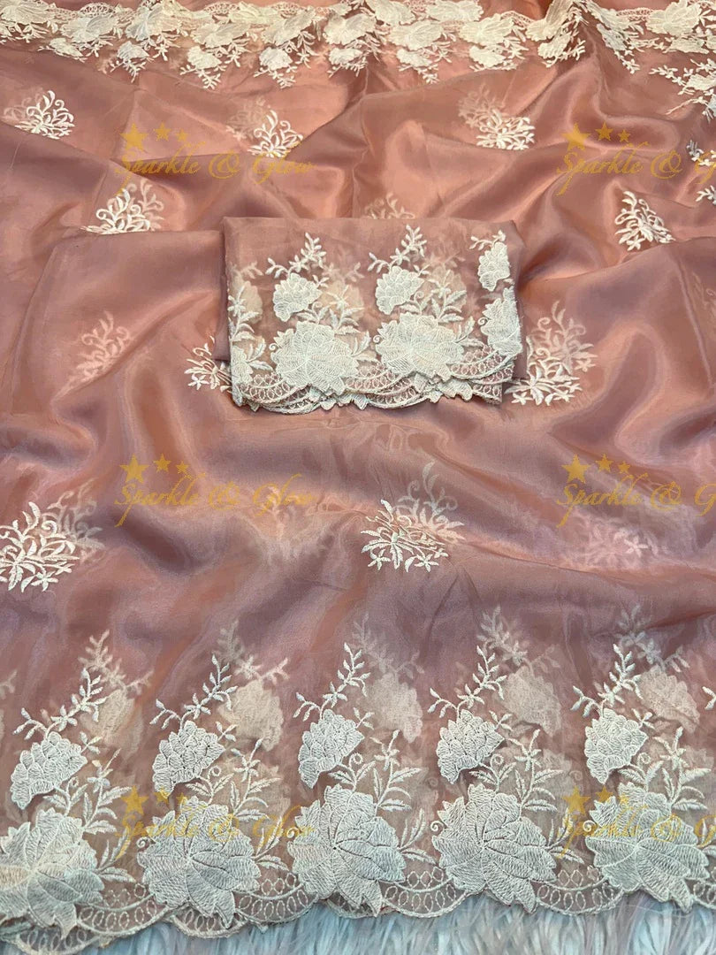 Fancy Water Silk Saree with Embroidery Work
