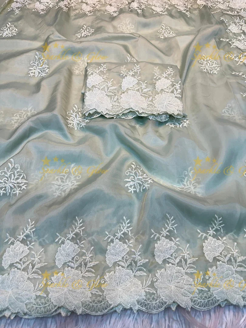 Fancy Water Silk Saree with Embroidery Work