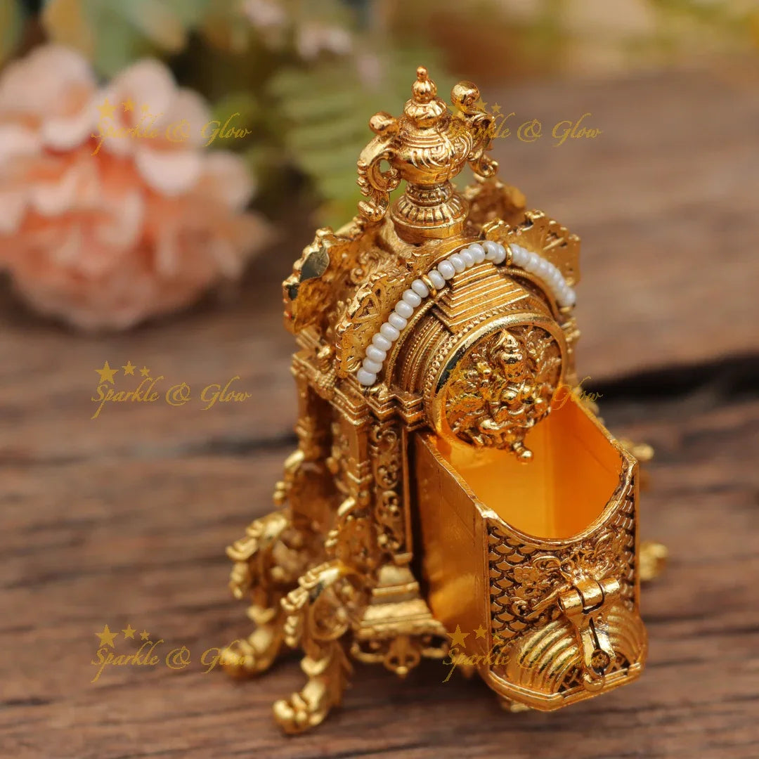 Premium Lakshmi Gopuram Kumkum Box in Temple Style Finish