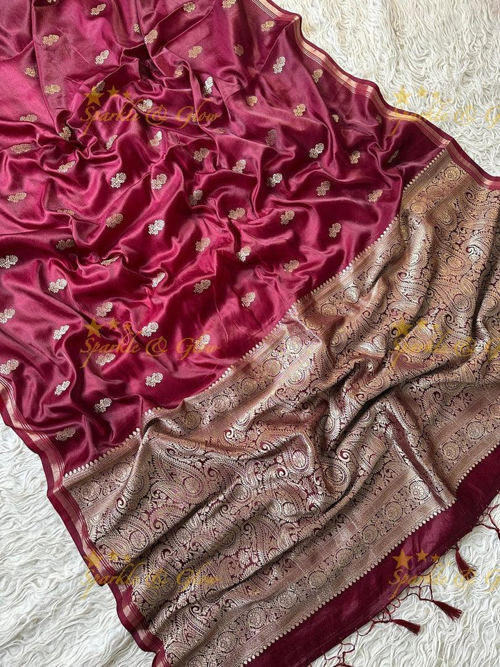 Premium Katan Silk Saree with Golden Zari Buttas