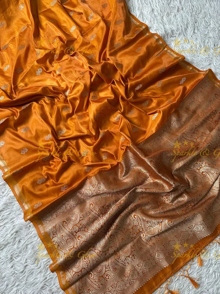 Premium Katan Silk Saree with Golden Zari Buttas