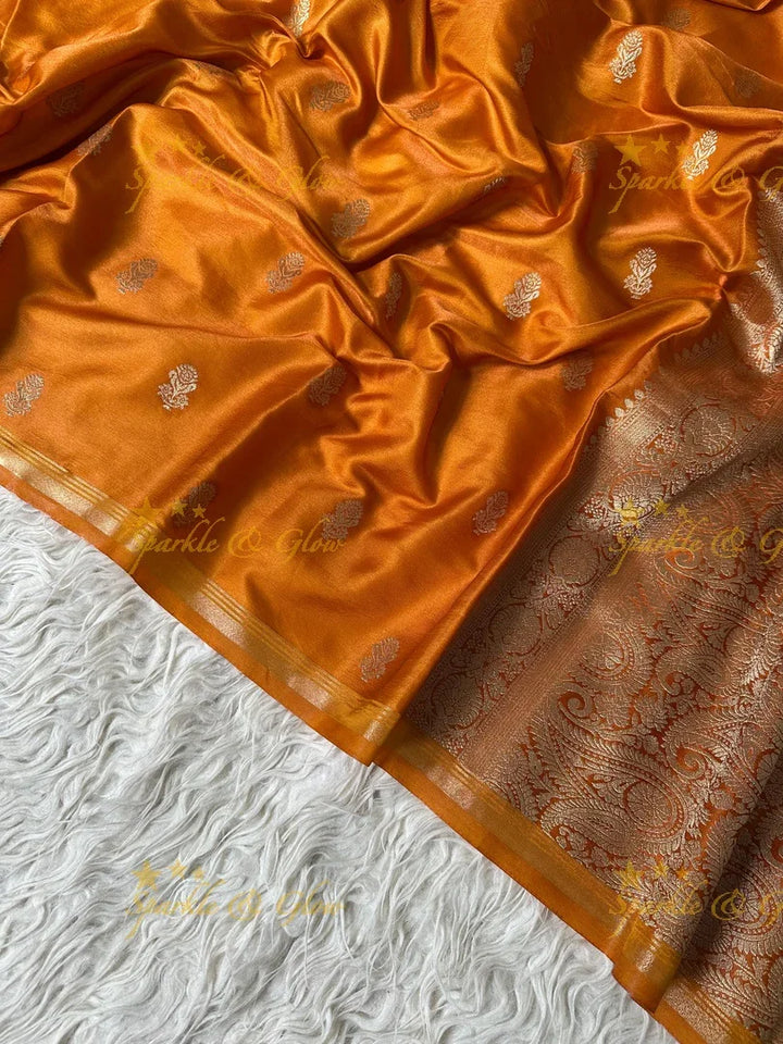 Premium Katan Silk Saree with Golden Zari Buttas