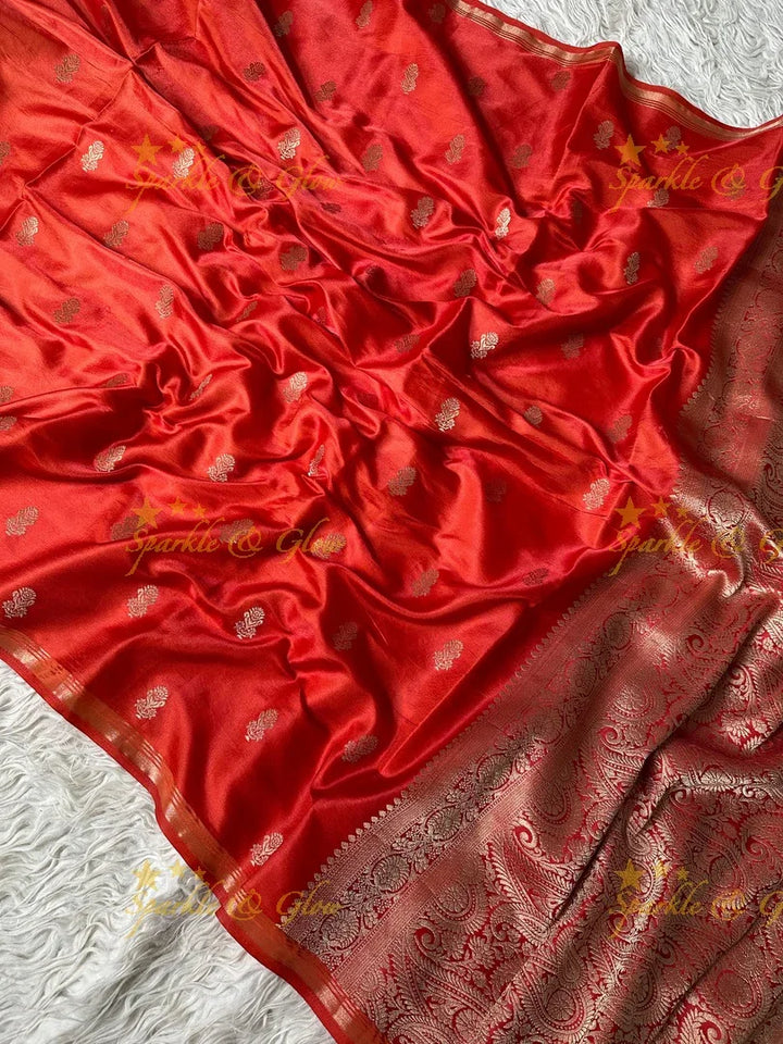 Premium Katan Silk Saree with Golden Zari Buttas