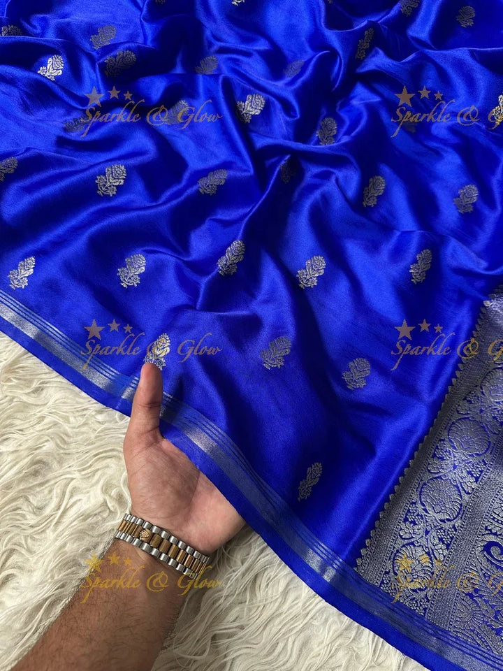 Premium Katan Silk Saree with Golden Zari Buttas