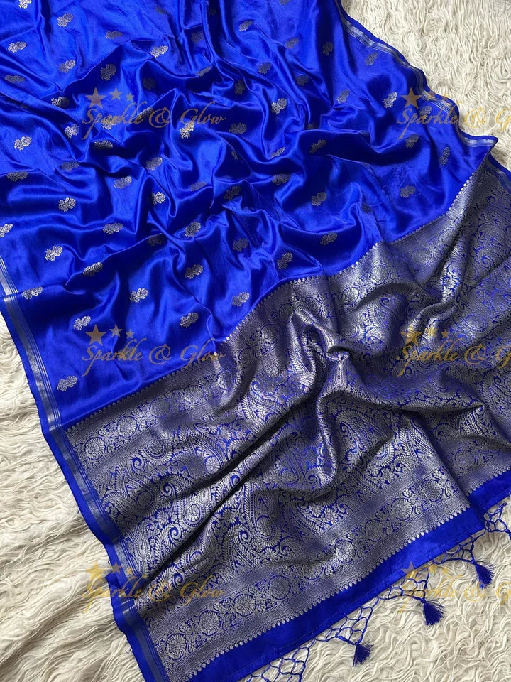 Premium Katan Silk Saree with Golden Zari Buttas