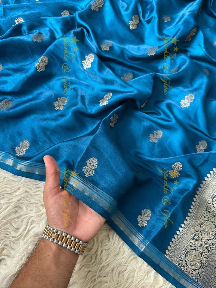 Premium Katan Silk Saree with Golden Zari Buttas