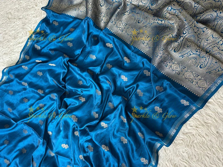 Premium Katan Silk Saree with Golden Zari Buttas