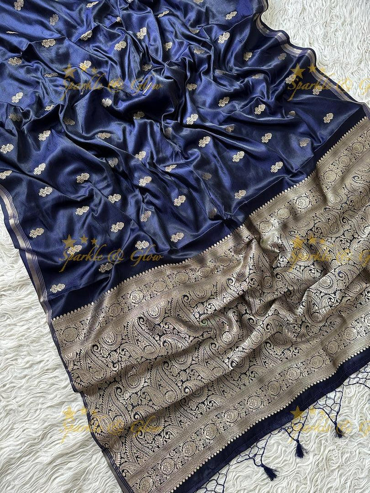 Premium Katan Silk Saree with Golden Zari Buttas