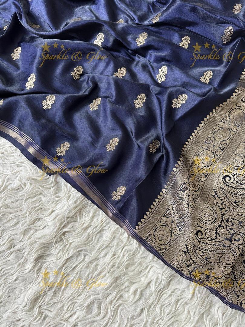 Premium Katan Silk Saree with Golden Zari Buttas