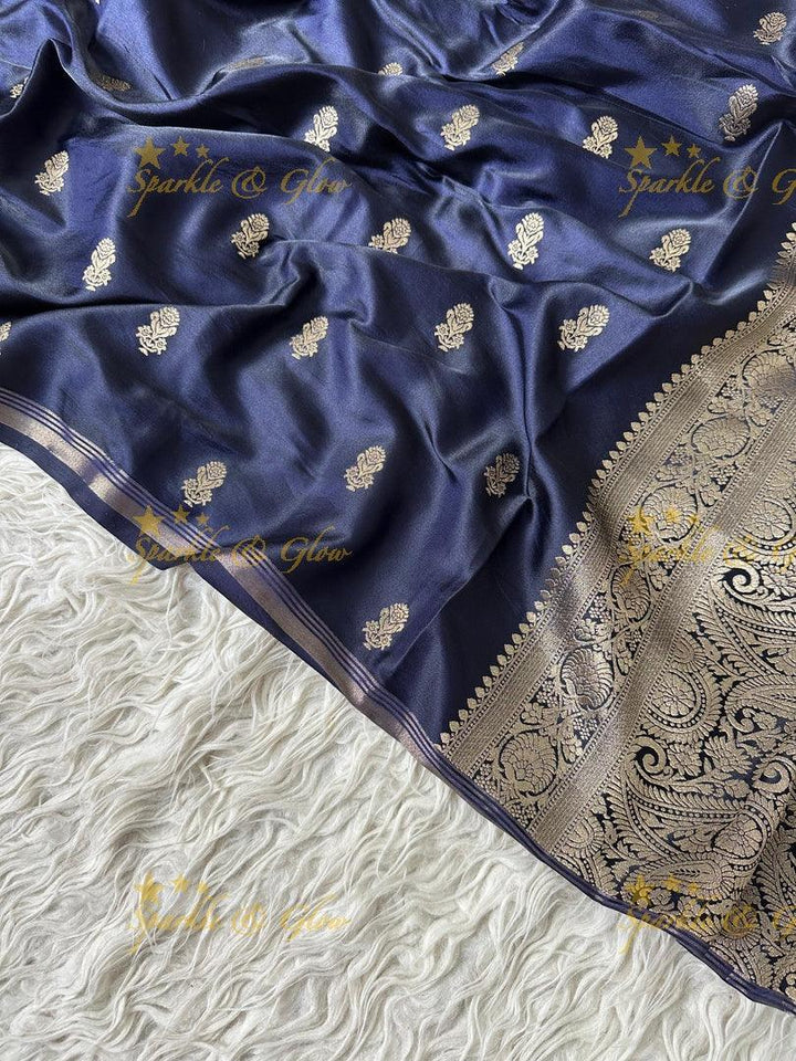 Premium Katan Silk Saree with Golden Zari Buttas