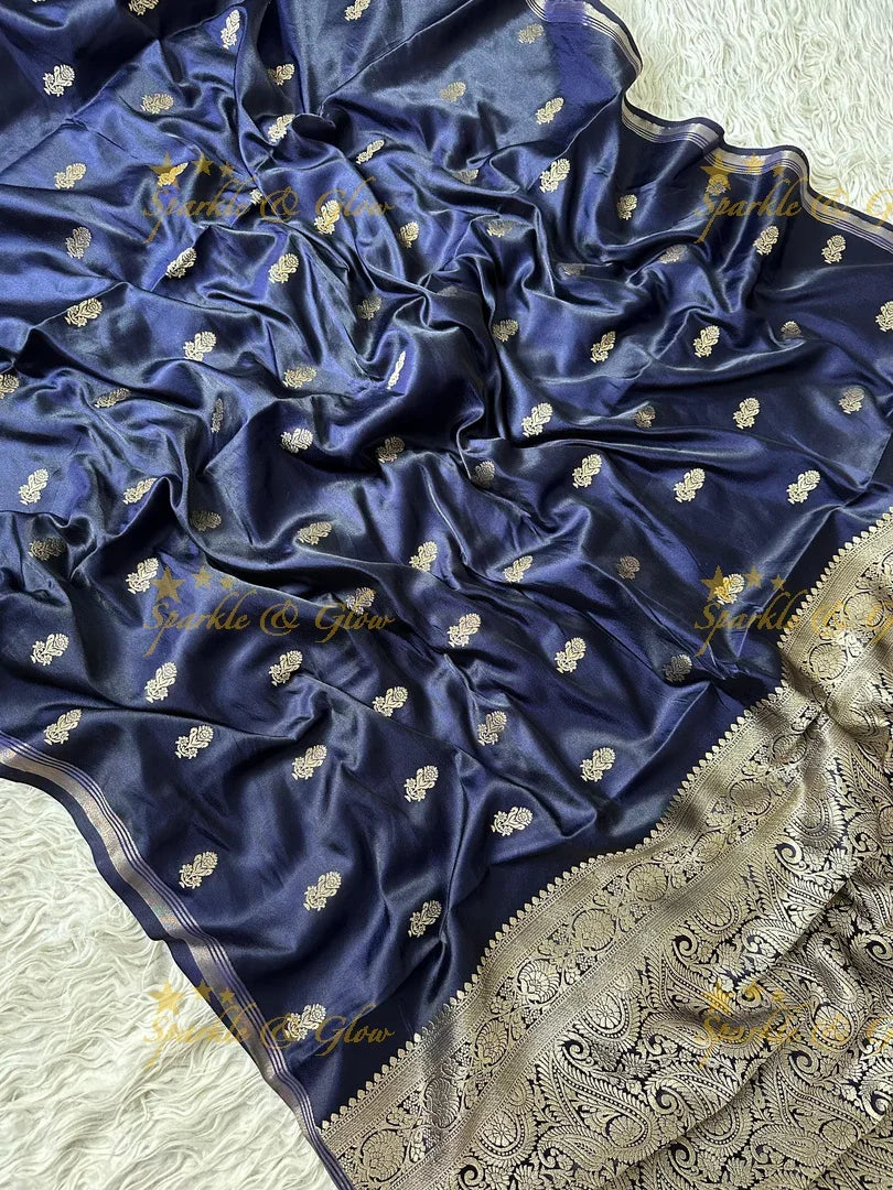 Premium Katan Silk Saree with Golden Zari Buttas
