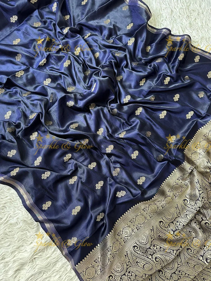 Premium Katan Silk Saree with Golden Zari Buttas