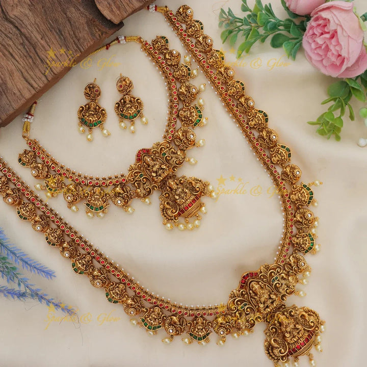 Grand Lakshmi Peacock carved Budgeted temple Bridal set