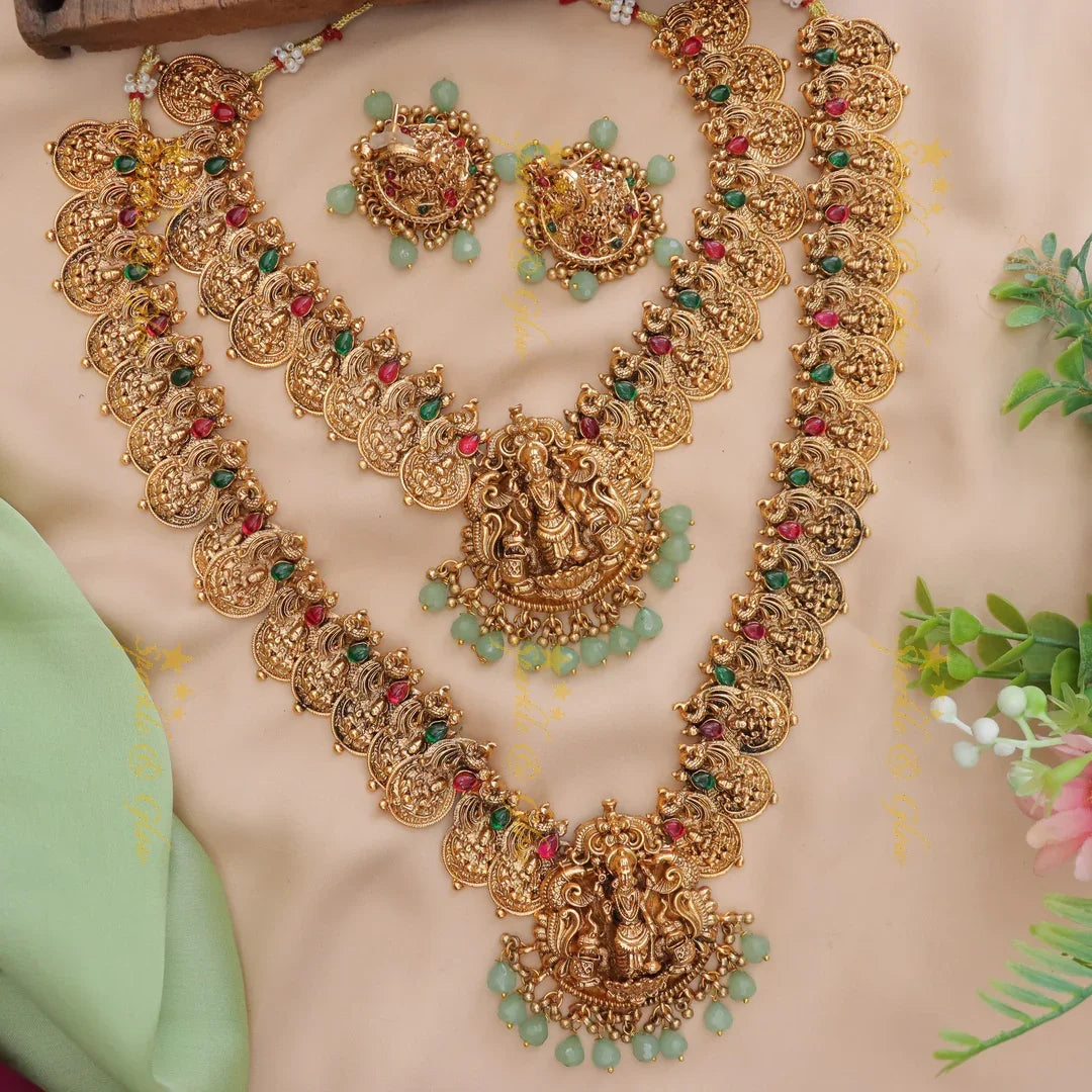 Exquisite Lakshmi Coin Bridal Set with Mint Beads