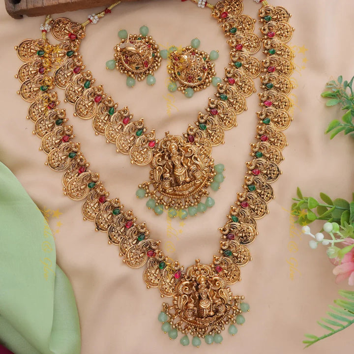 Exquisite Lakshmi Coin Bridal Set with Mint Beads