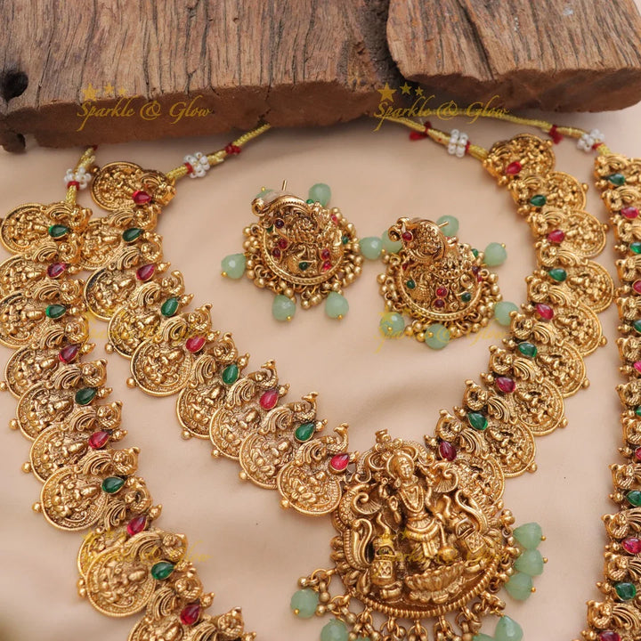 Exquisite Lakshmi Coin Bridal Set with Mint Beads