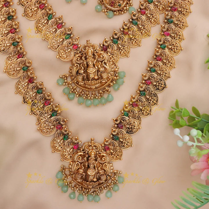 Exquisite Lakshmi Coin Bridal Set with Mint Beads