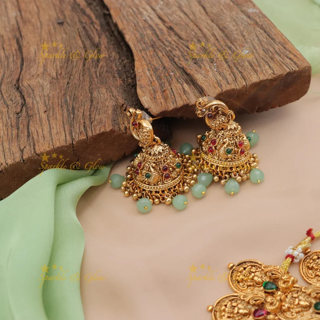 Exquisite Lakshmi Coin Bridal Set with Mint Beads