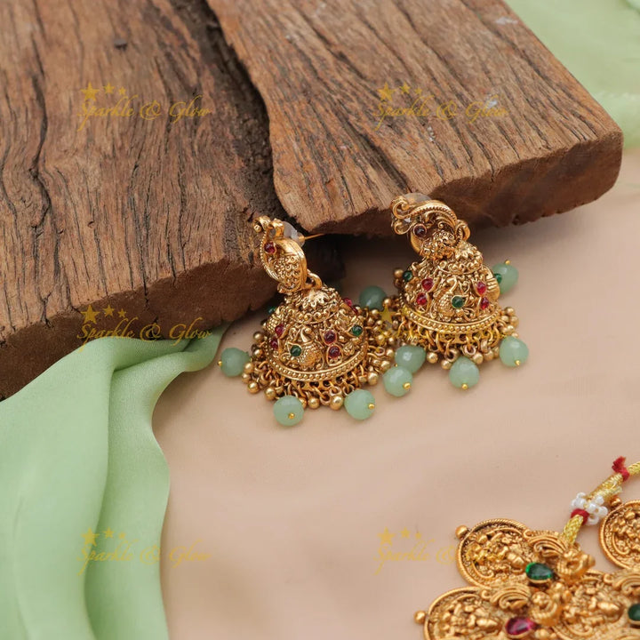 Exquisite Lakshmi Coin Bridal Set with Mint Beads