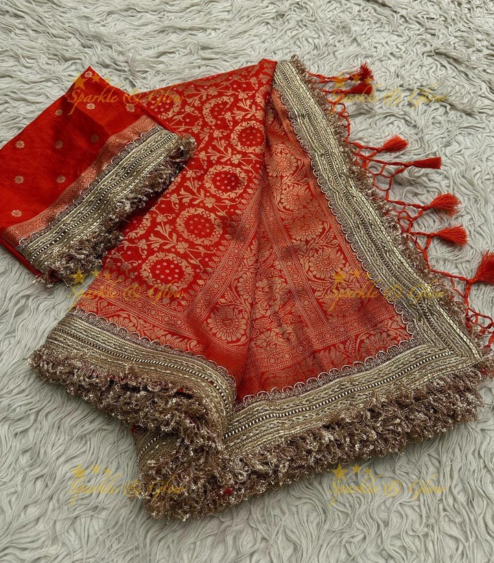 Banarasi Semi Katan Georgette Bandhni Silk Saree