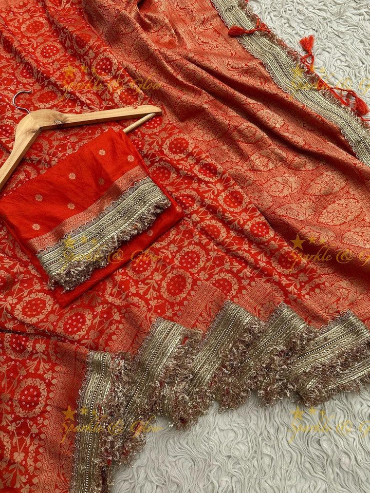 Banarasi Semi Katan Georgette Bandhni Silk Saree