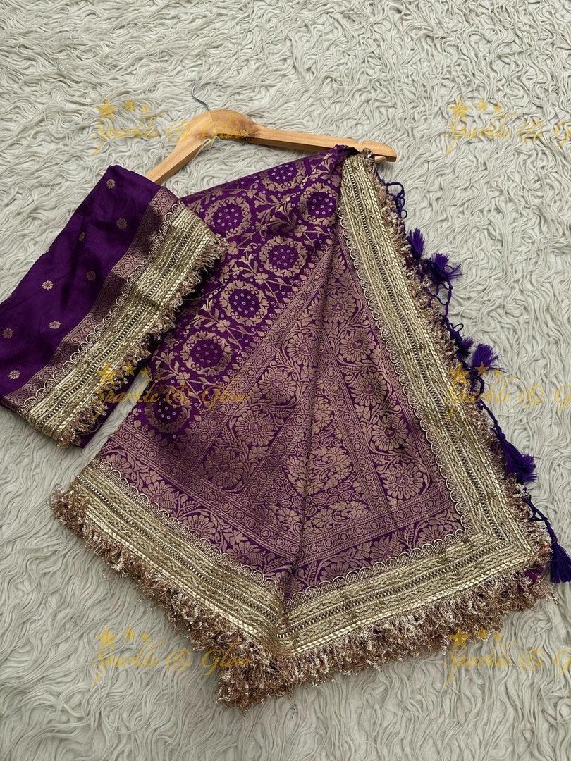 Banarasi Semi Katan Georgette Bandhni Silk Saree