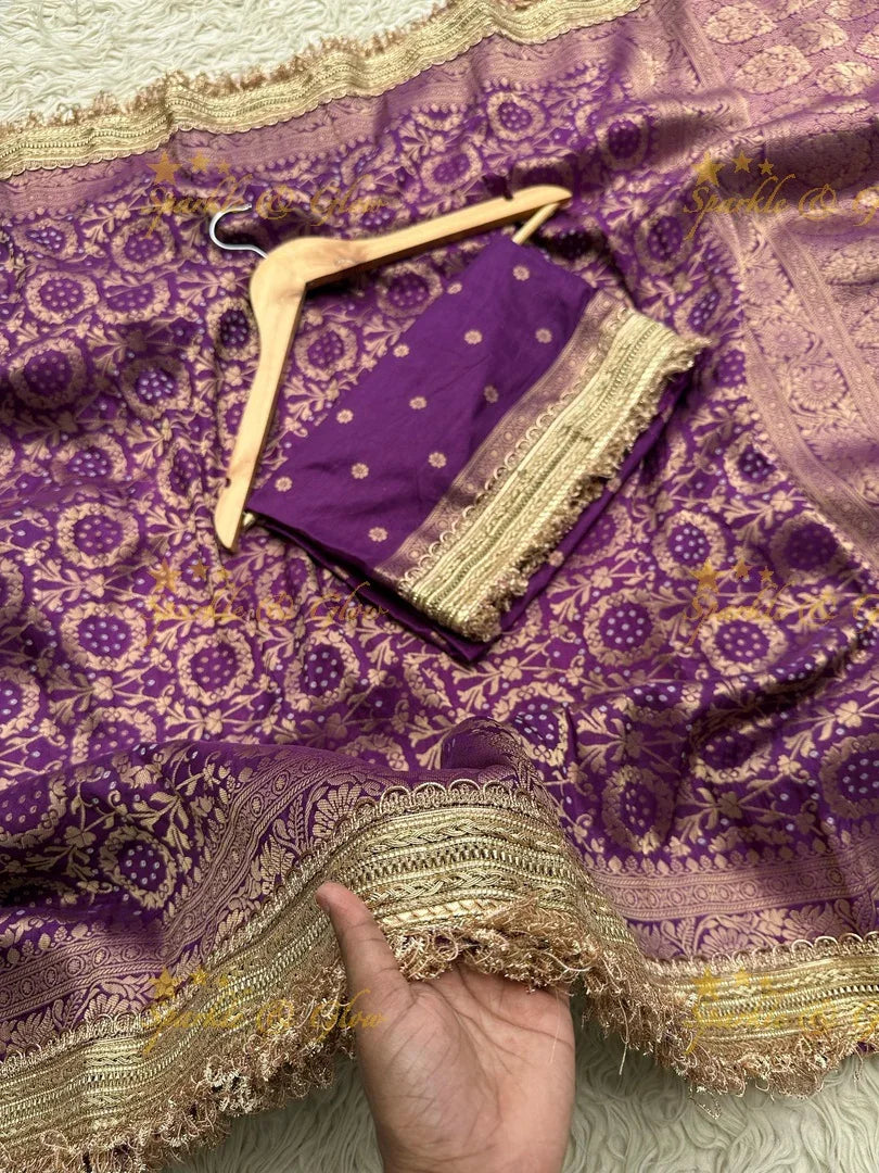 Banarasi Semi Katan Georgette Bandhni Silk Saree