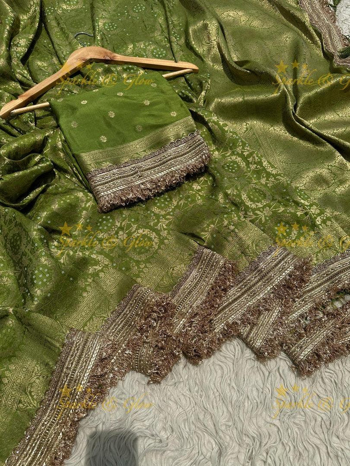 Banarasi Semi Katan Georgette Bandhni Silk Saree