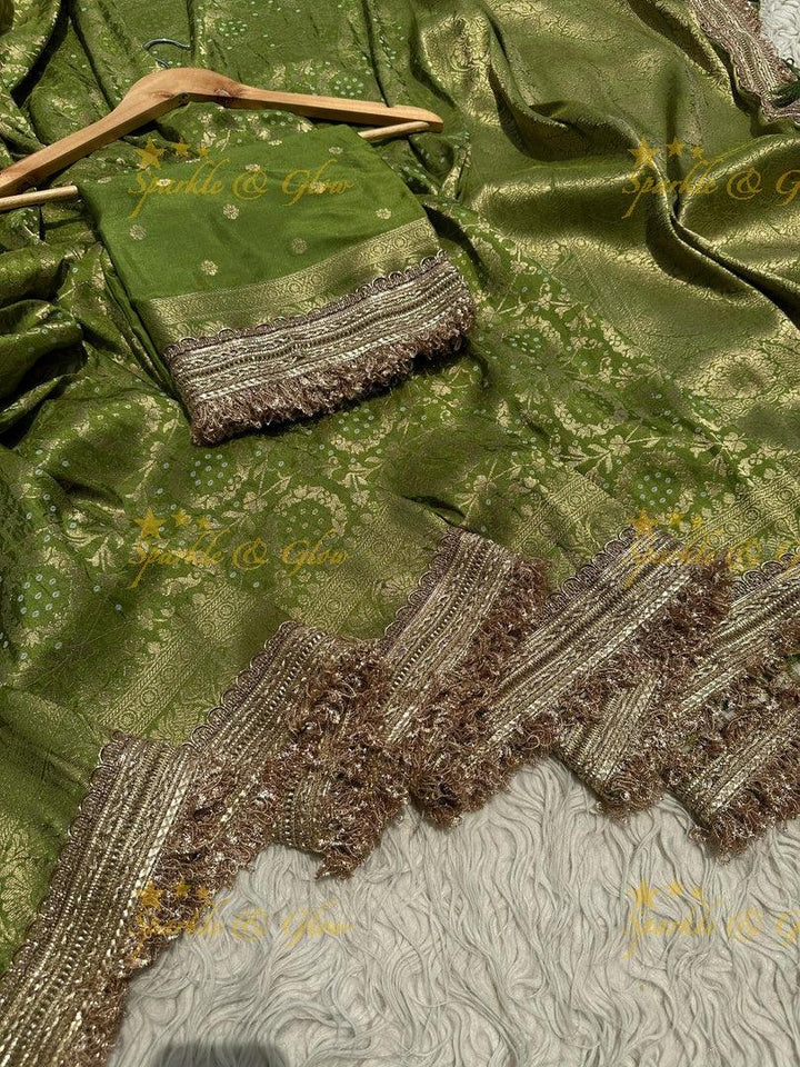 Banarasi Semi Katan Georgette Bandhni Silk Saree