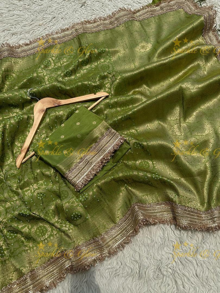 Banarasi Semi Katan Georgette Bandhni Silk Saree